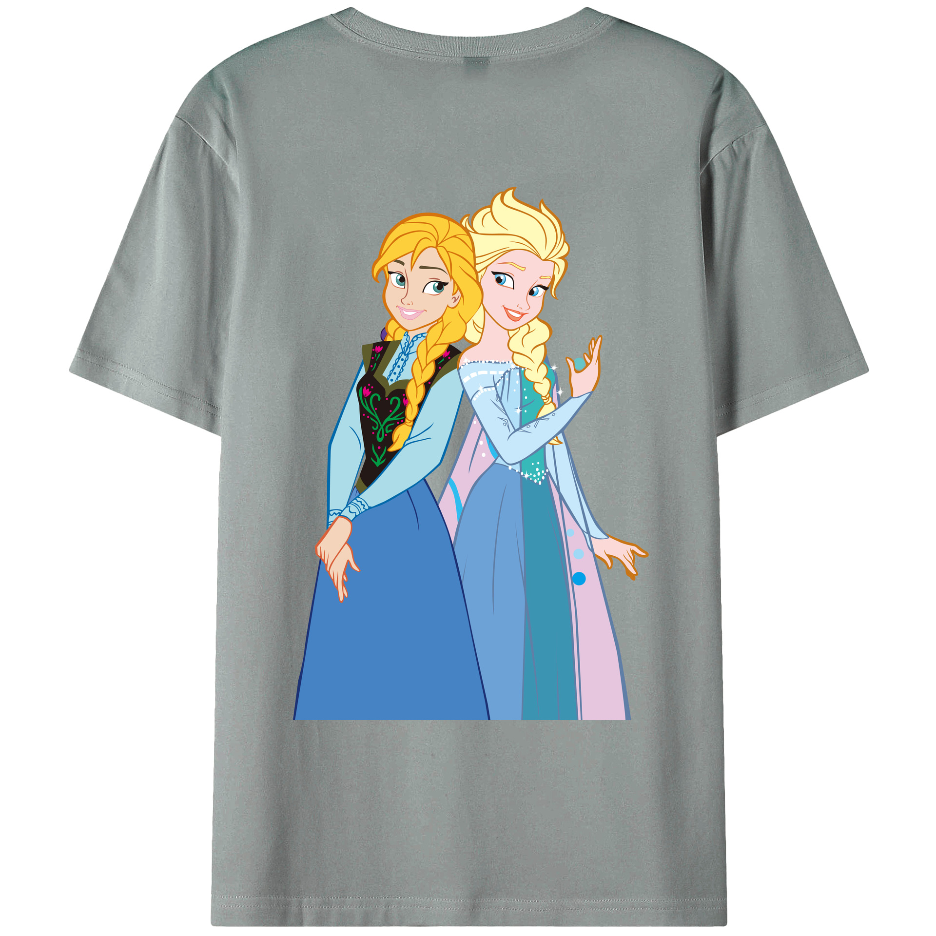 （画像用） アナと雪の女王 アンナ エルサ Frozen Anna Elsa 綿100％ メンズ半袖Tシャツ（バックプリント） 通気性